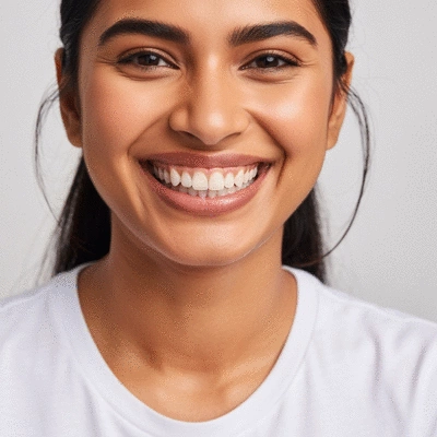 Healthy smile of a happy person, close-up